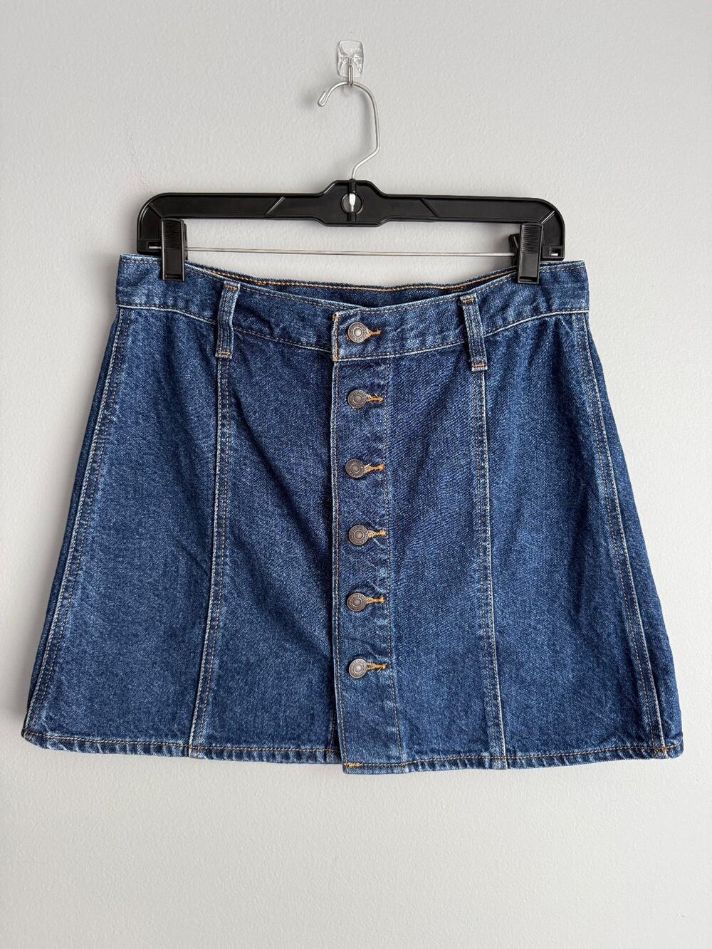Levi's Denim Mini Skirt Size W29 Blue Button Front A-Line Y2K 90s Vintage Retro